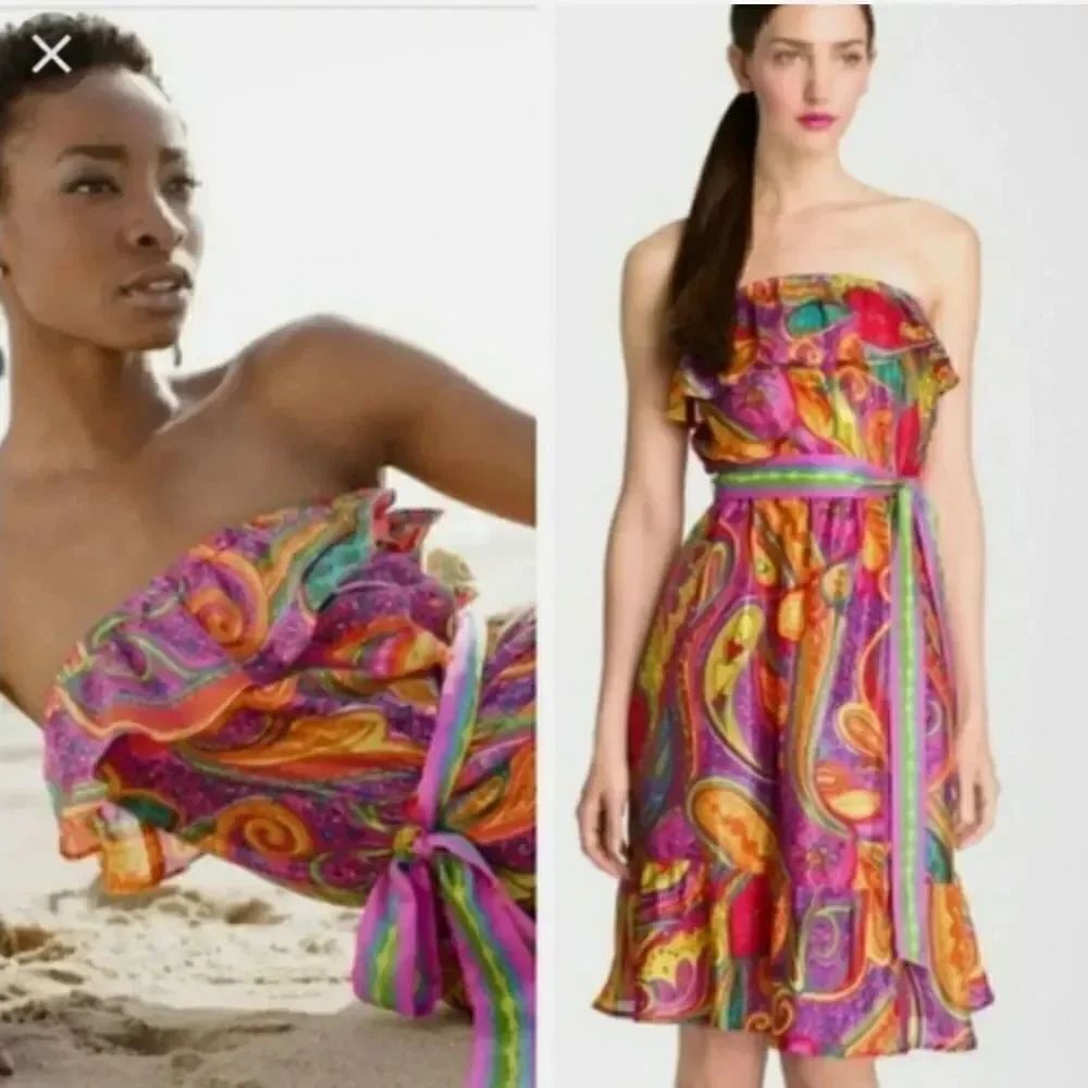 trina turk silk Paisley sleeveless dress